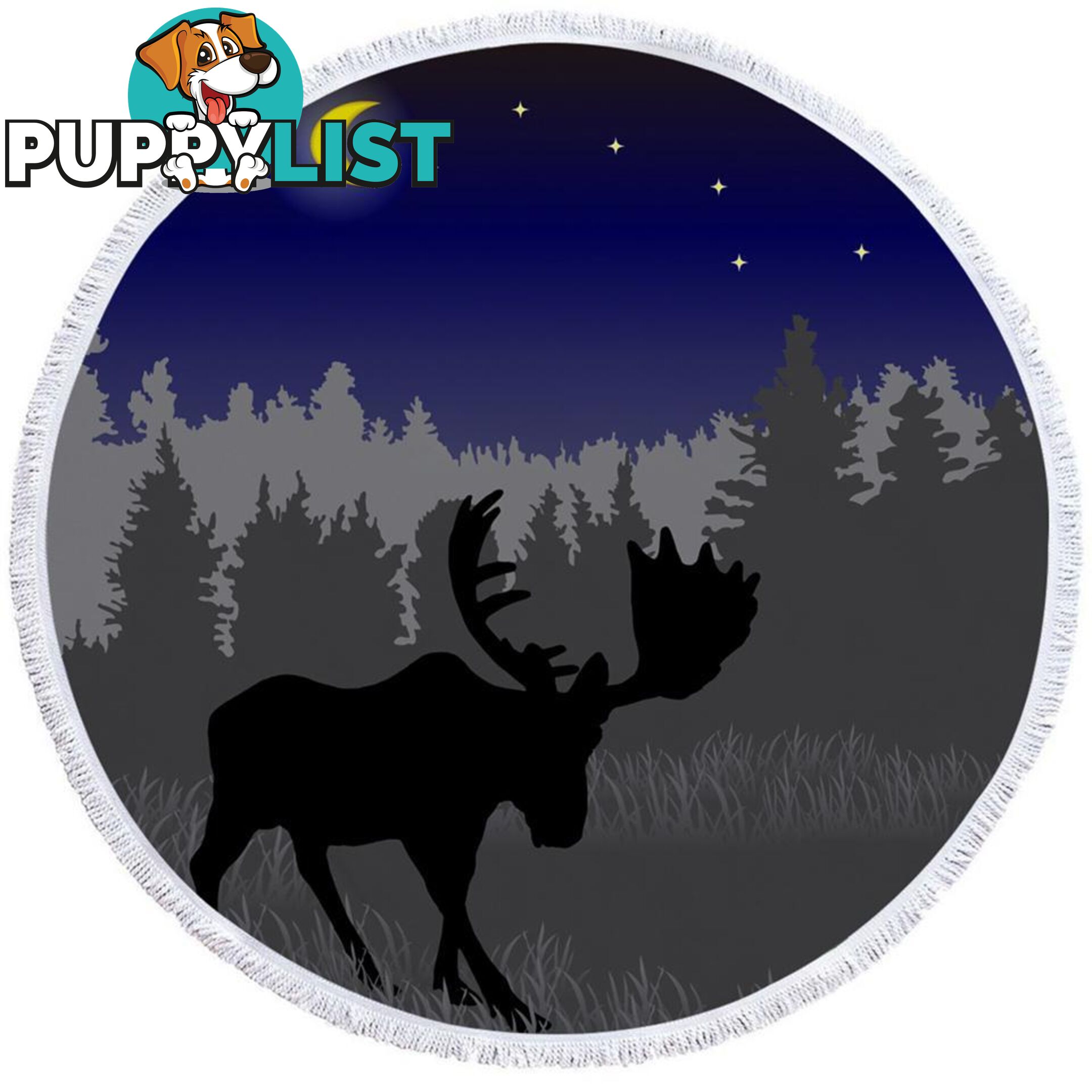 Moon Light Moose Beach Towel - Towel - 7427046304870