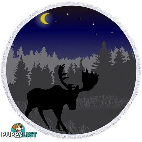 Moon Light Moose Beach Towel - Towel - 7427046304870