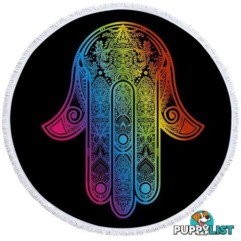 Colorful Hamsa Beach Towel - Towel - 7427046318754