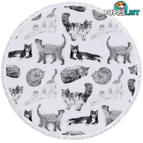 Black and White Cats Beach Towel - Towel - 7427046307352