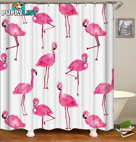 Watercolor Flamingo Pattern Shower Curtain - Curtain - 7427046015004