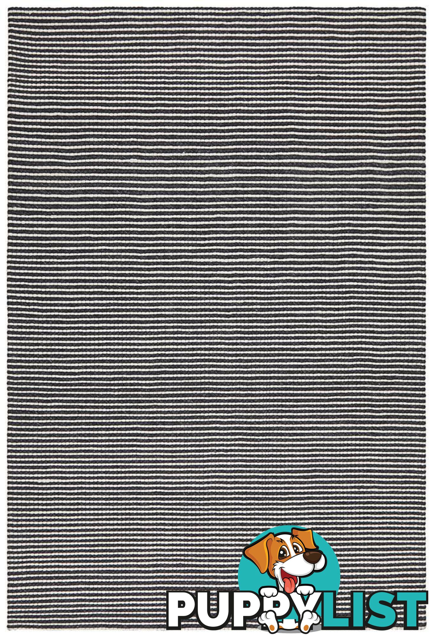 Studio Oskar Felted Wool Striped Black White Rug - Unbranded - 9375321832762