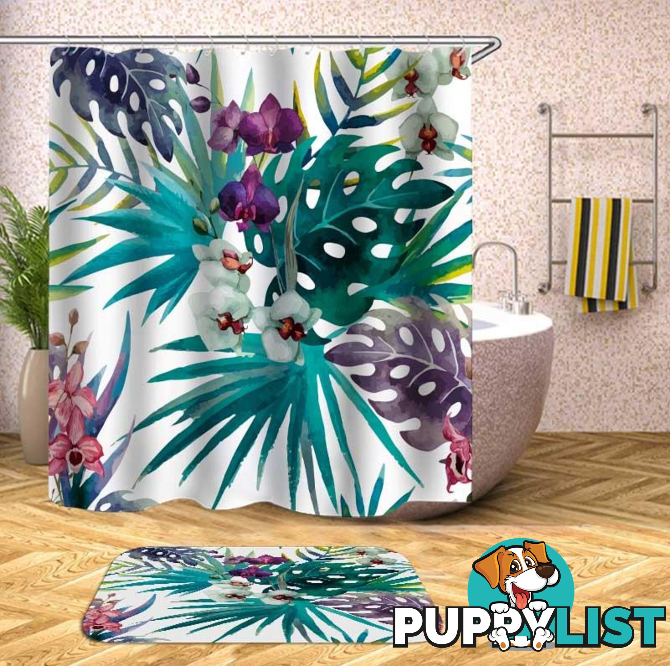 Colorful Tropical Leaves Shower Curtain - Curtain - 7427046101097