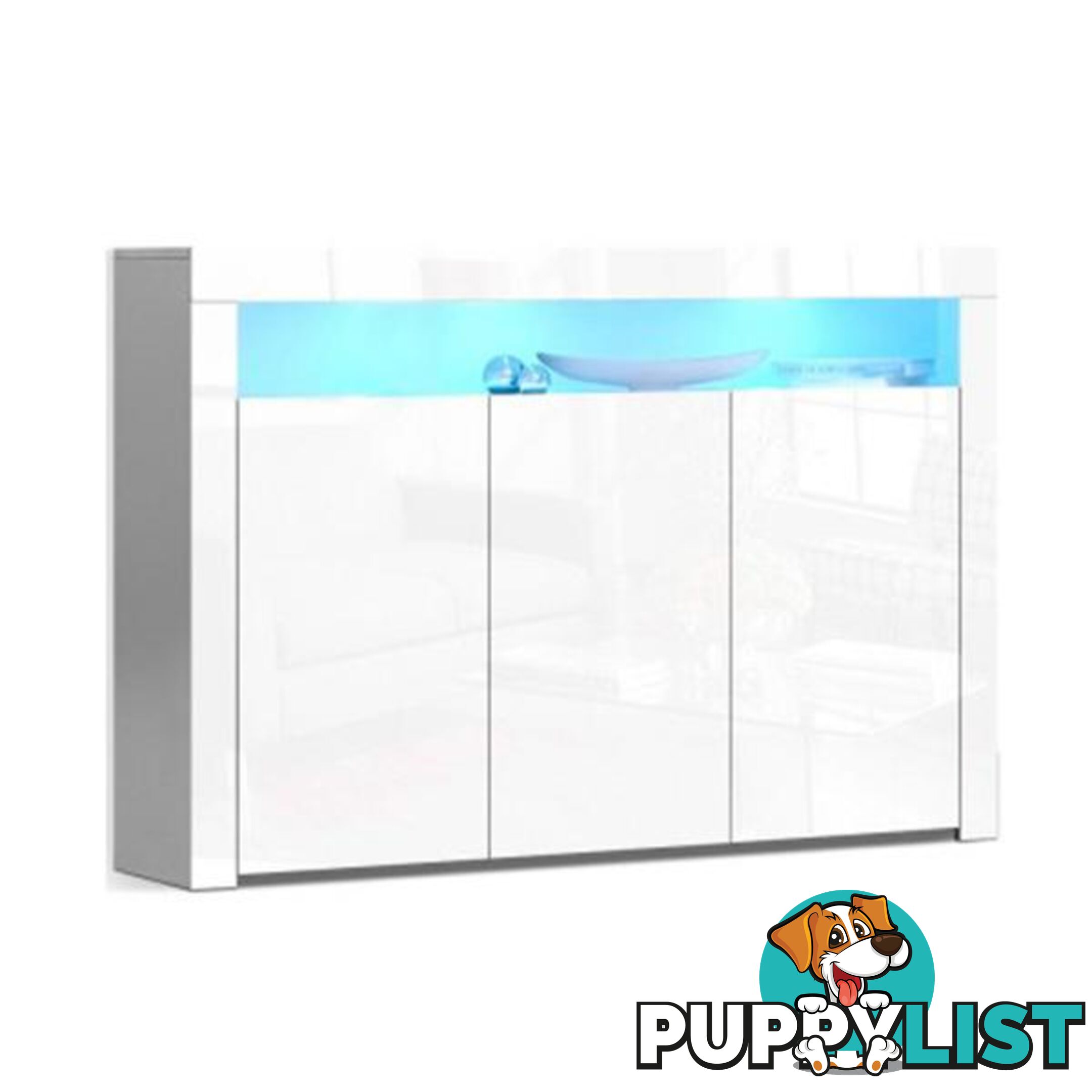 Buffet Sideboard Cabinet Storage Led High Gloss Cupboard 3 Doors White - Artiss - 9355720095074