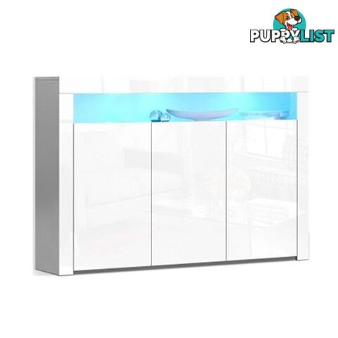 Buffet Sideboard Cabinet Storage Led High Gloss Cupboard 3 Doors White - Artiss - 9355720095074