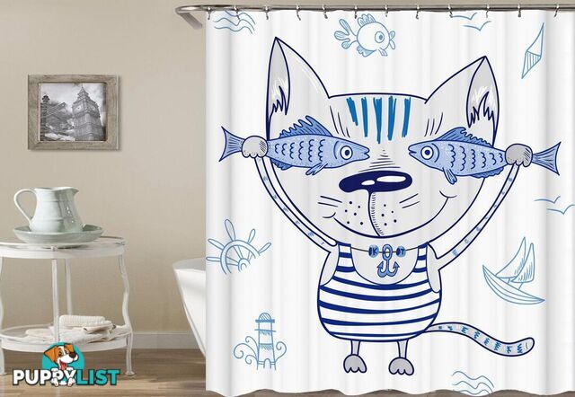 Cute Sailors Cat Shower Curtain - Curtain - 7427046039369