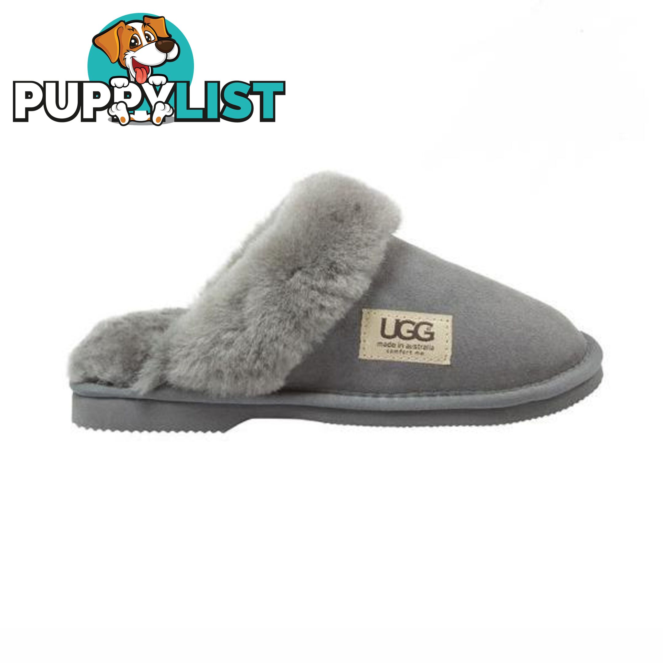 UGG Merino Sheepskin Fur Trim Scuff Memory Foam Grey - UGG - 822427524019