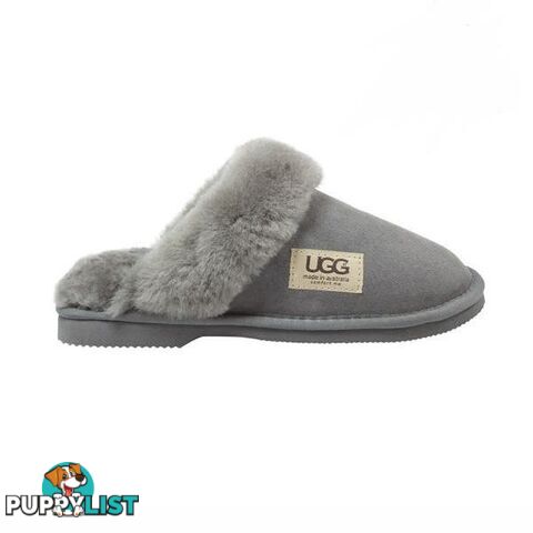 UGG Merino Sheepskin Fur Trim Scuff Memory Foam Grey - UGG - 822427524019