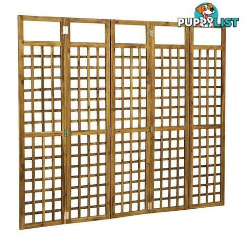 5 Panel Room Divider Trellis Solid Acacia Wood 200X170 Cm - Unbranded - 8719883743875