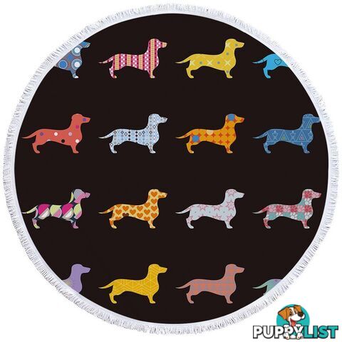 Multi Pattern Dachshund Dogs Beach Towel - Towel - 7427046311199