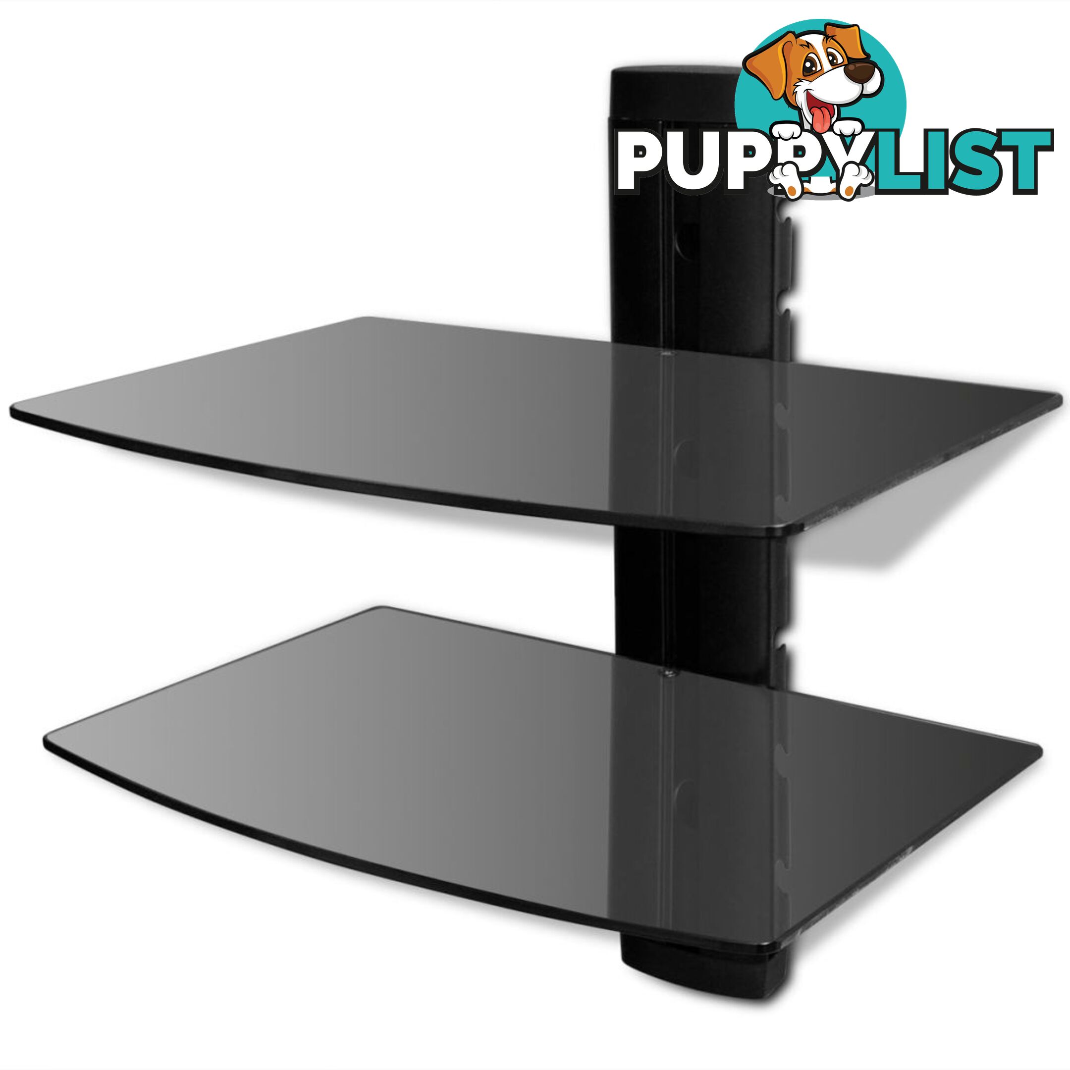 2-Tier Wall Mounted Glass DVD Shelf - Black - Unbranded - 4326500419392