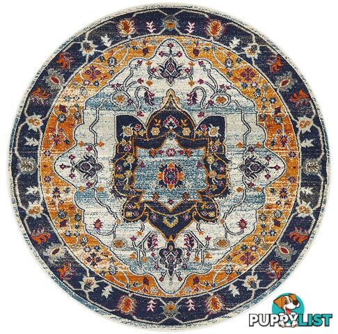 Babylon Round Rustic Floral Rug - Unbranded - 9375321873895