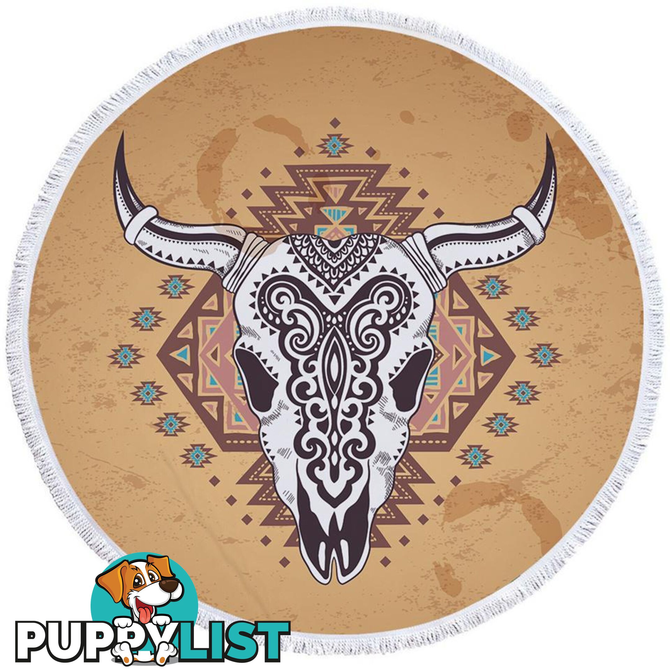 Indian Bull Skull Beach Towel - Towel - 7427046306676