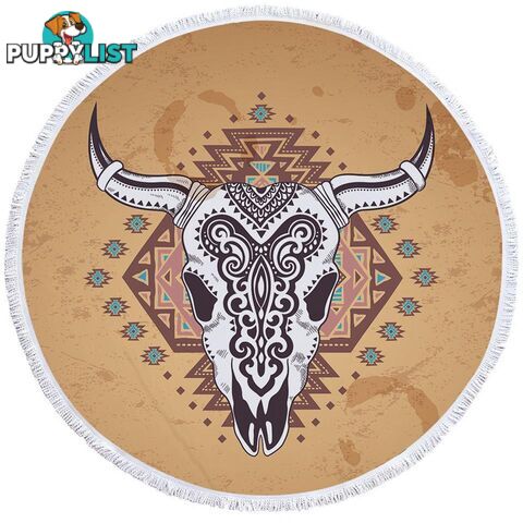 Indian Bull Skull Beach Towel - Towel - 7427046306676