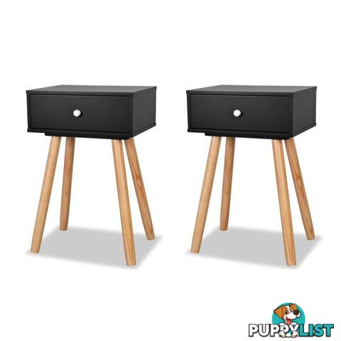 Bedside Tables 2 Pcs Solid Pinewood 40 x 30 x 61 Cm Black - Unbranded - 9476062043452