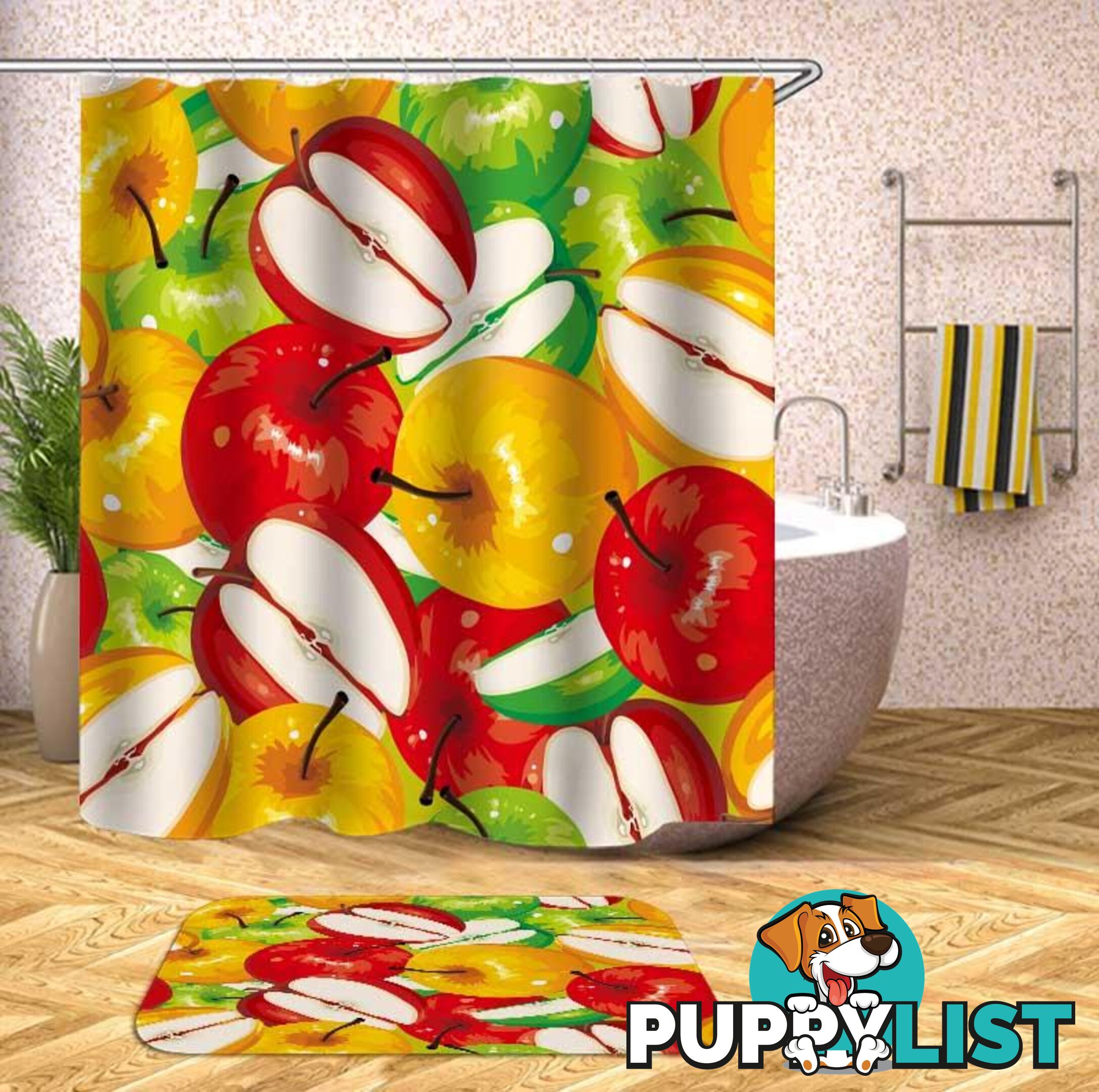 Three Color Apples Shower Curtain - Curtain - 7427046088510