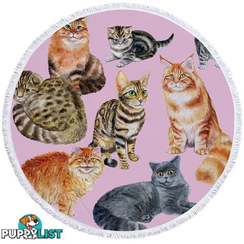 Painted Cats Beach Towel - Towel - 7427046307178