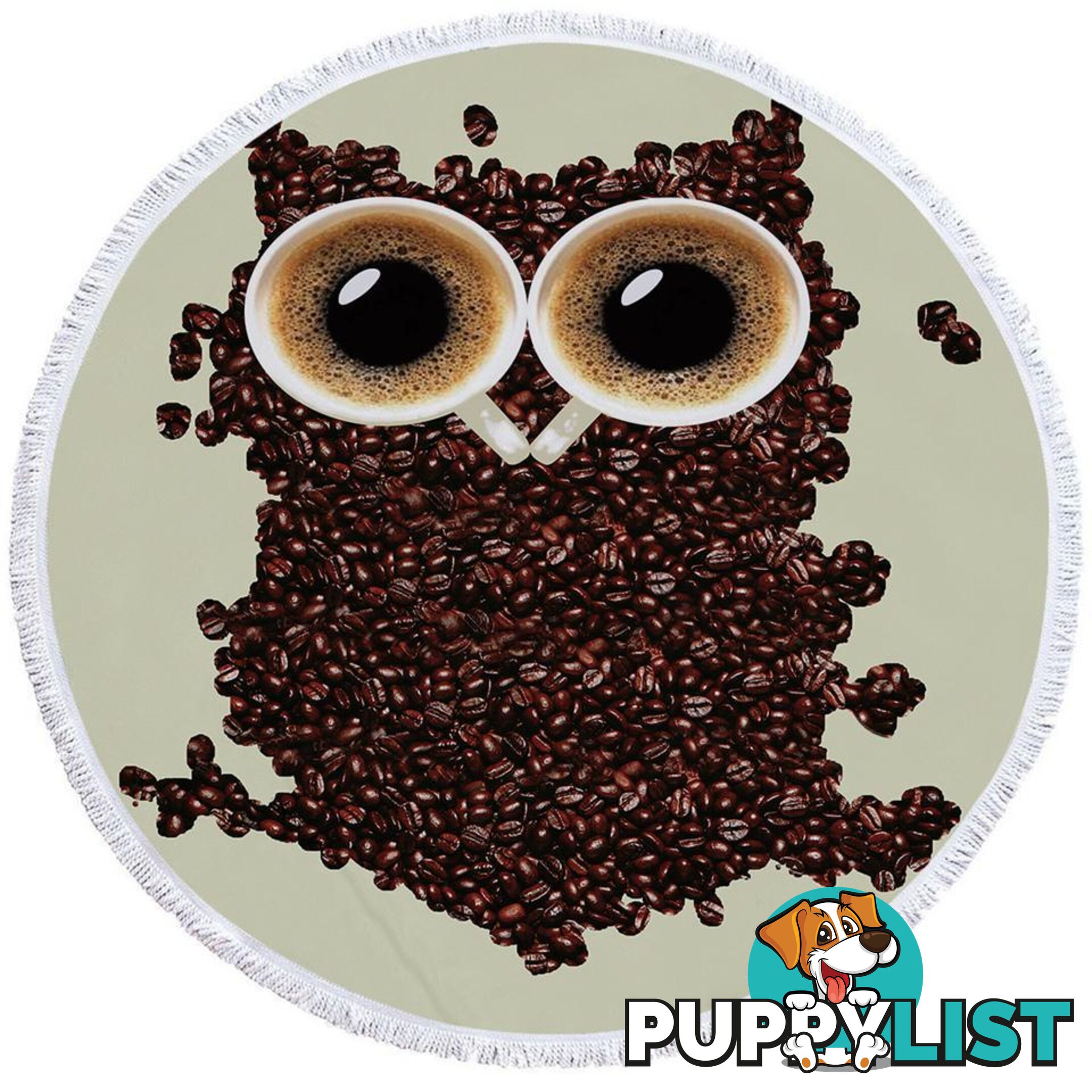 Cool Coffee Beans Owl Beach Towel - Towel - 7427046327855