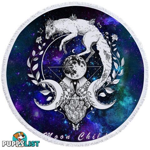 Space Background Moon Child Wolf Beach Towel - Towel - 7427046315401