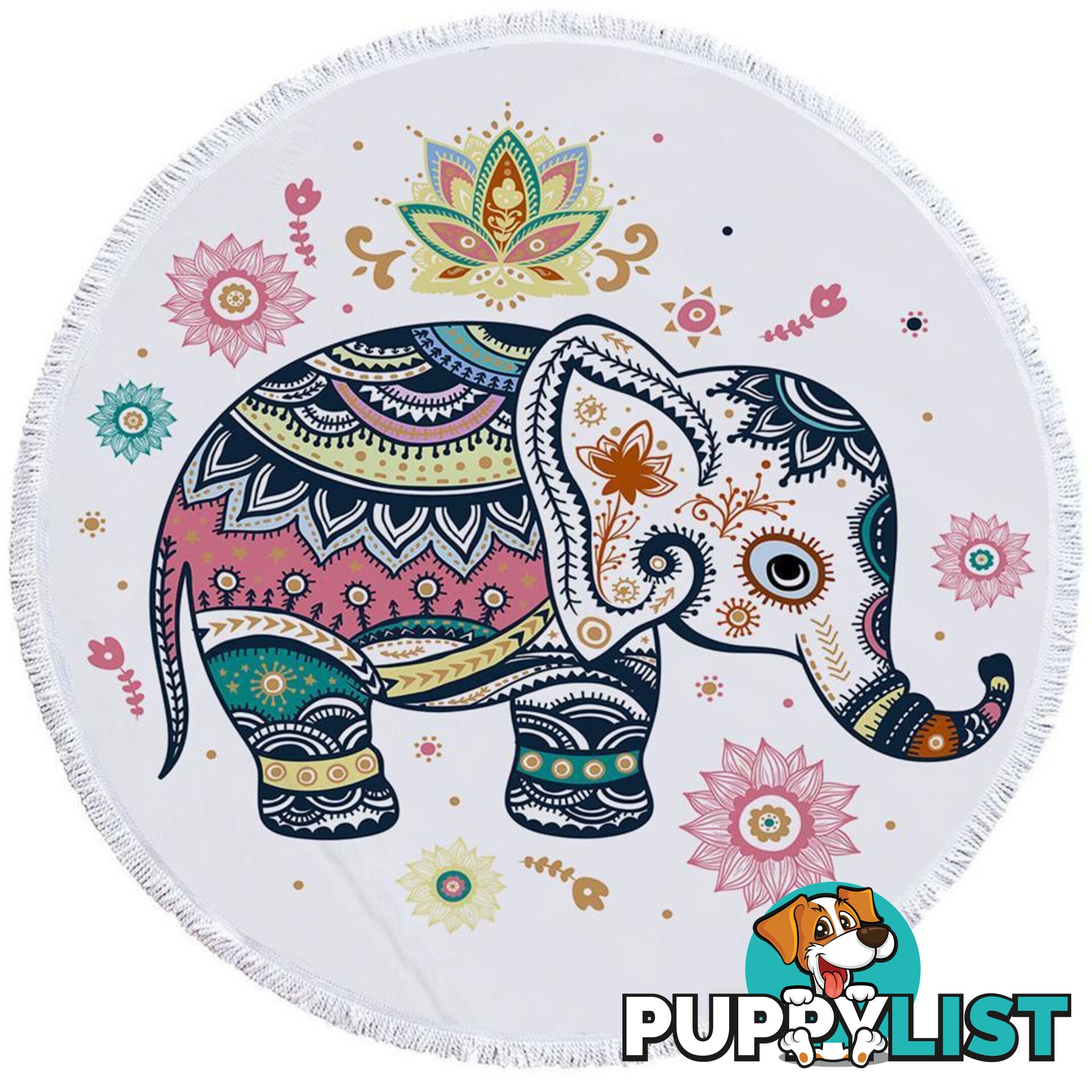 Cute Oriental Elephant Beach Towel - Towel - 7427046311670