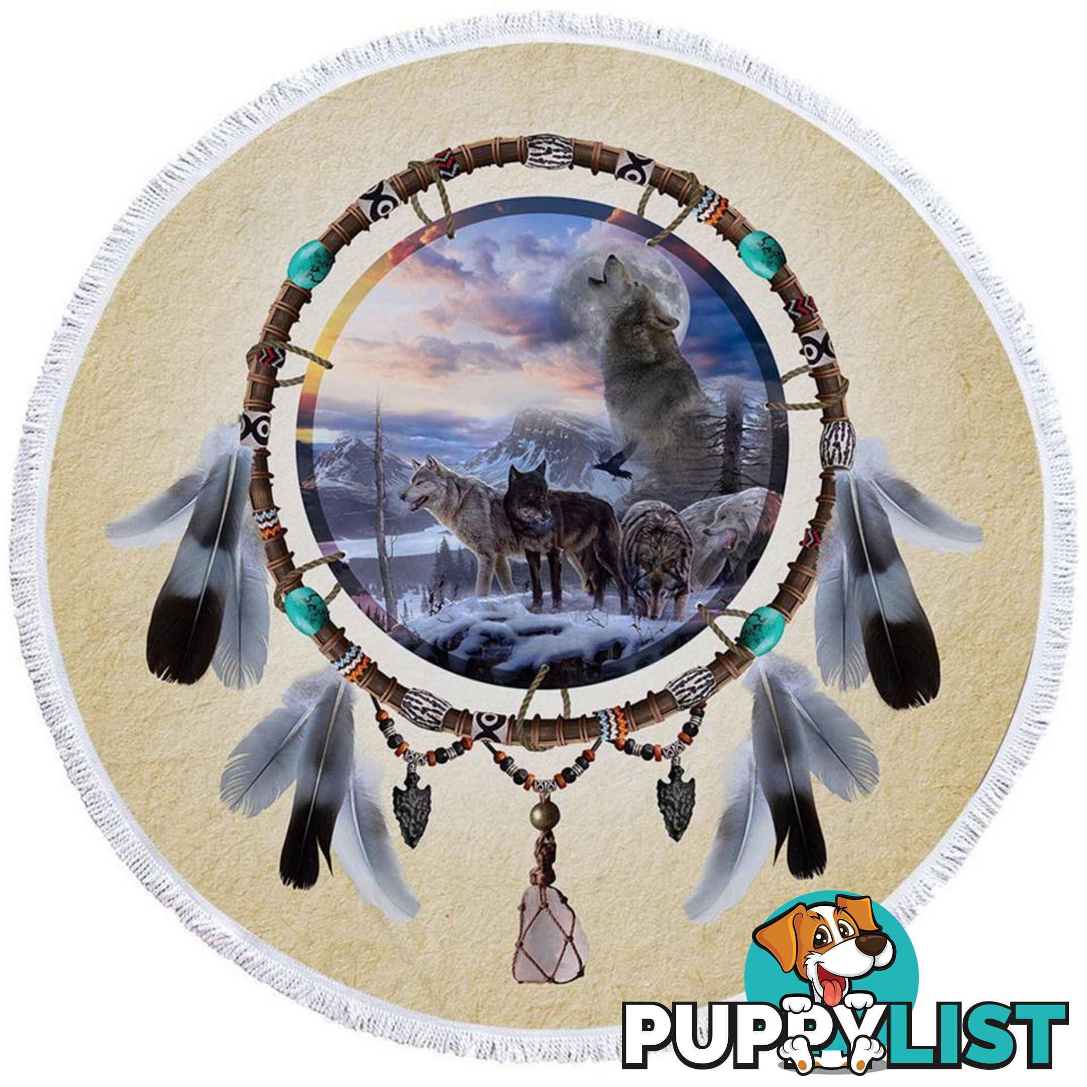 Dream Catcher Wolf Pack Beach Towel - Towel - 7427046313506