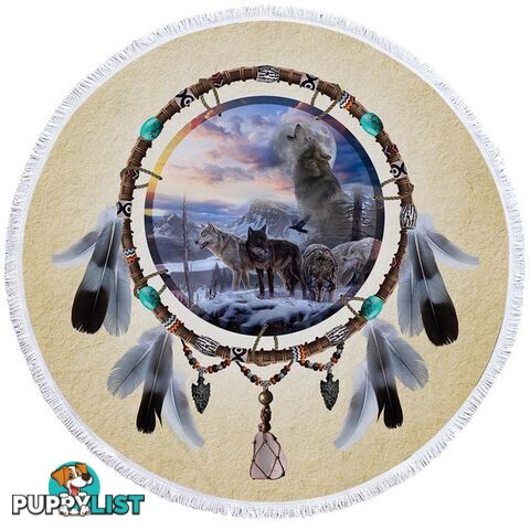 Dream Catcher Wolf Pack Beach Towel - Towel - 7427046313506