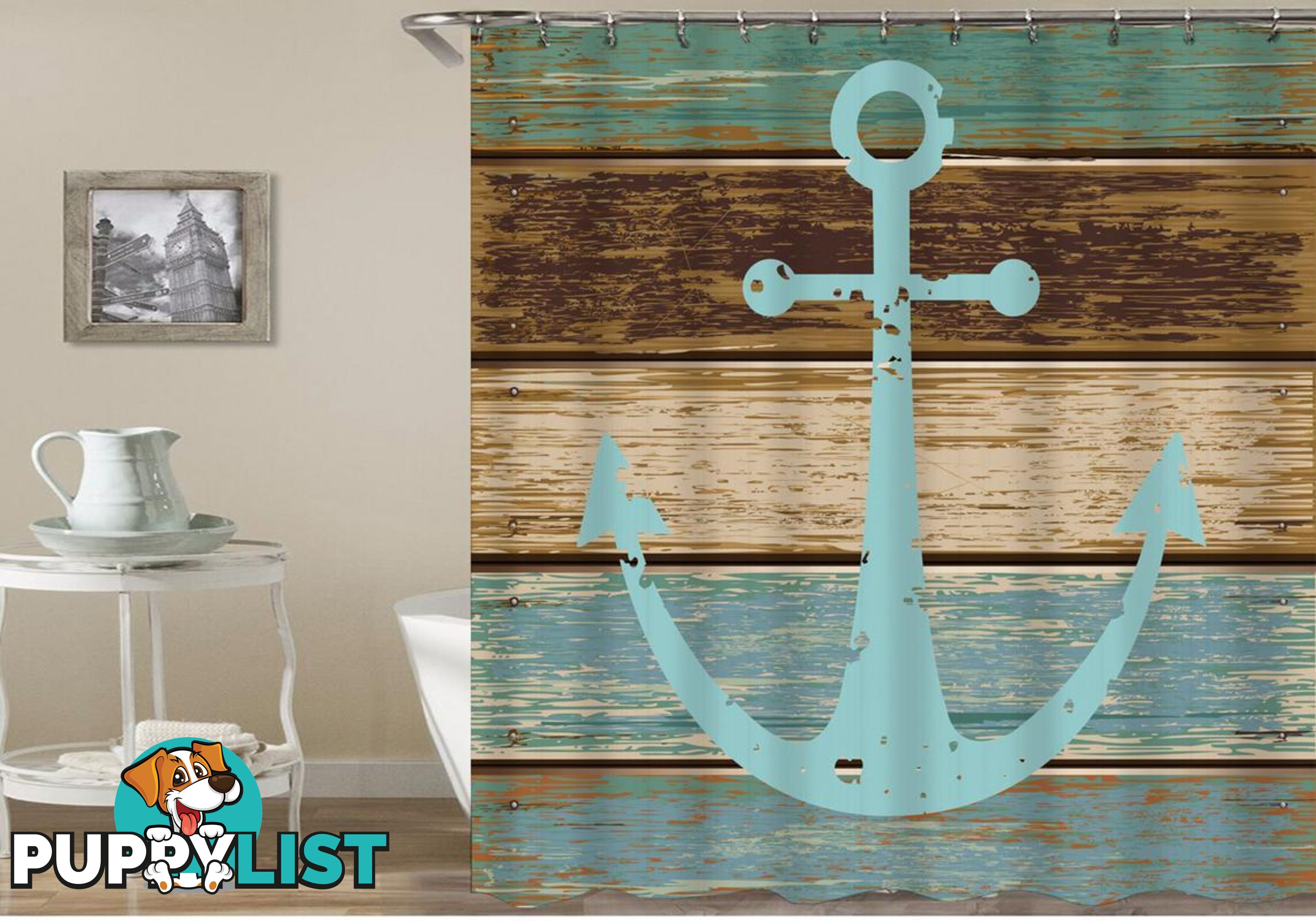 Old Deck Anchor Shower Curtain - Curtain - 7427045928077