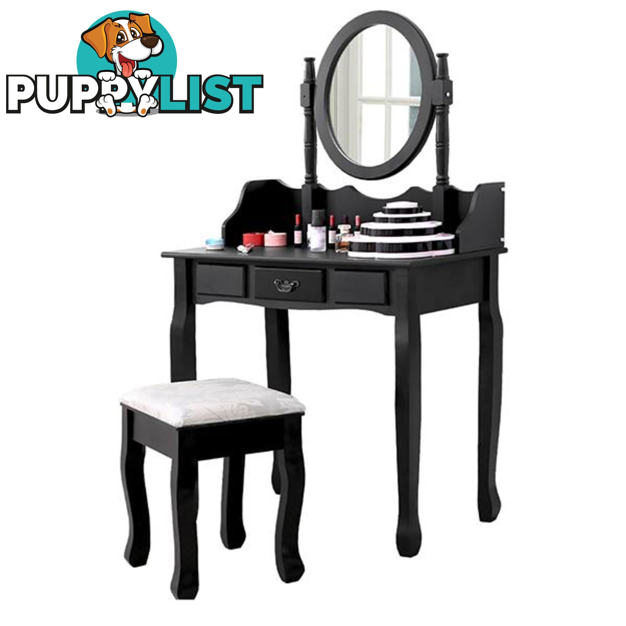 Dressing Table Stool Mirrors Jewellery Cabinet 3 Drawers Organizer - Unbranded - 615517380745