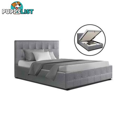 Roca Gas Lift Bed Frame Base With Storage Mattress Grey Fabric - Artiss - 9355720027389