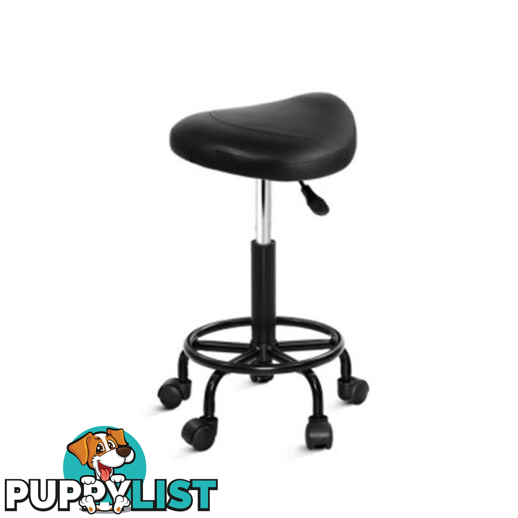 Salon Stool Black Swivel Barber Saddle Hairdressing Bar Chair Gas Lift - Artiss - 9355720078497