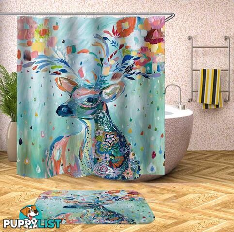 Riot Of Colors Deer Painting Shower Curtain - Curtain - 7427046095037