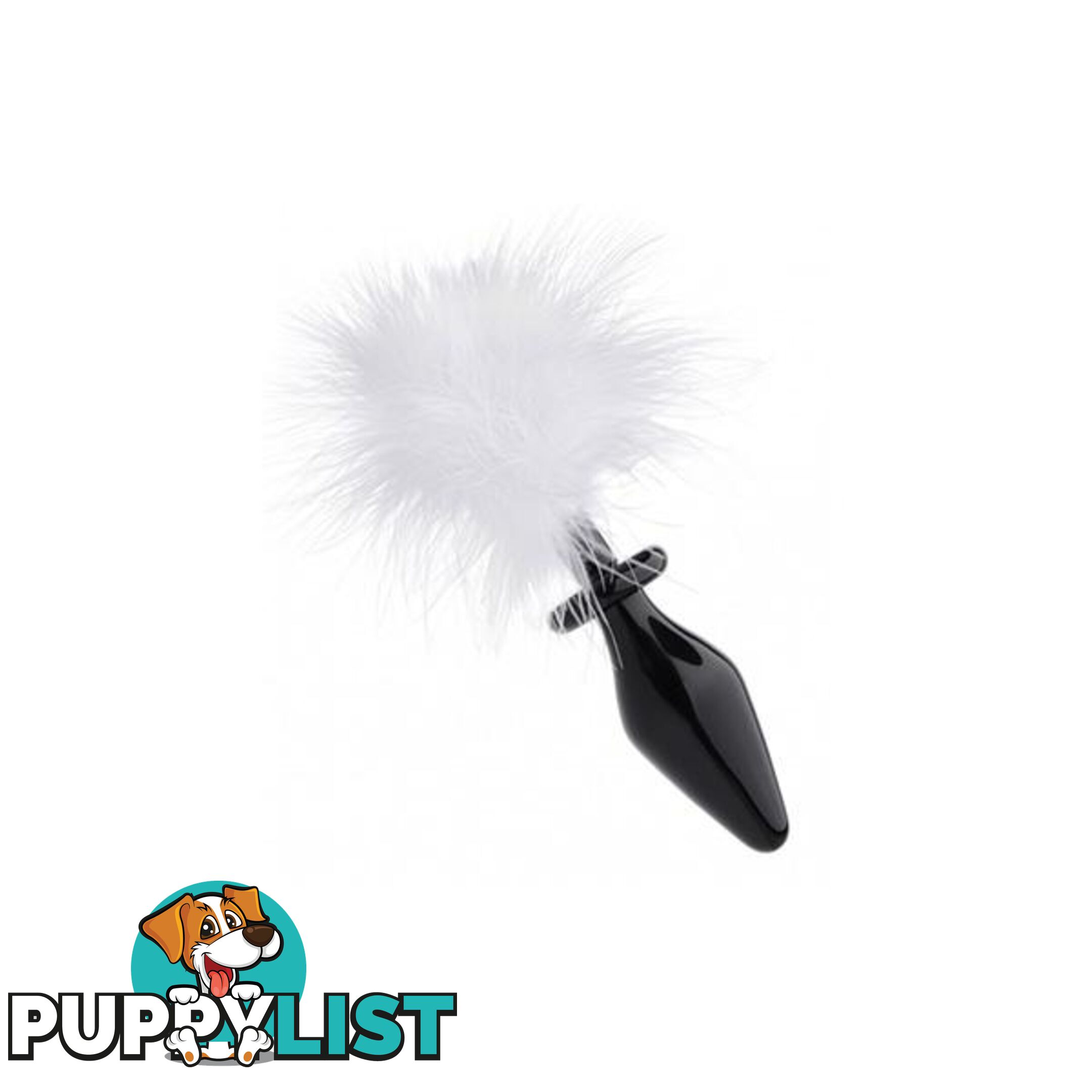 White Fluffer Bunny Tail Glass Anal Plug - Adult Toys - 848518017536