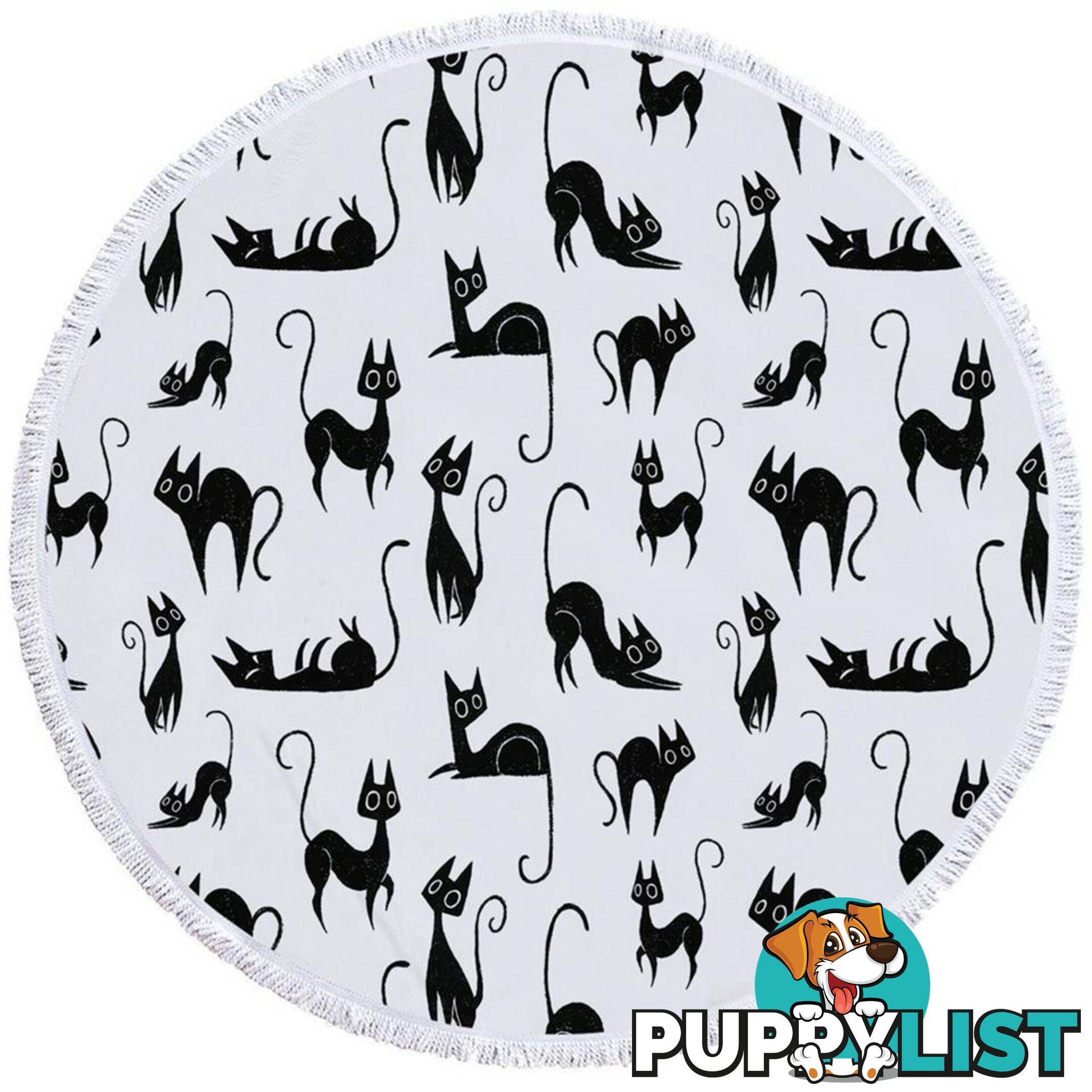 Black Cats Pattern Beach Towel - Towel - 7427046317757