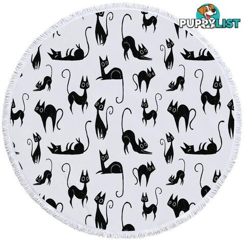 Black Cats Pattern Beach Towel - Towel - 7427046317757