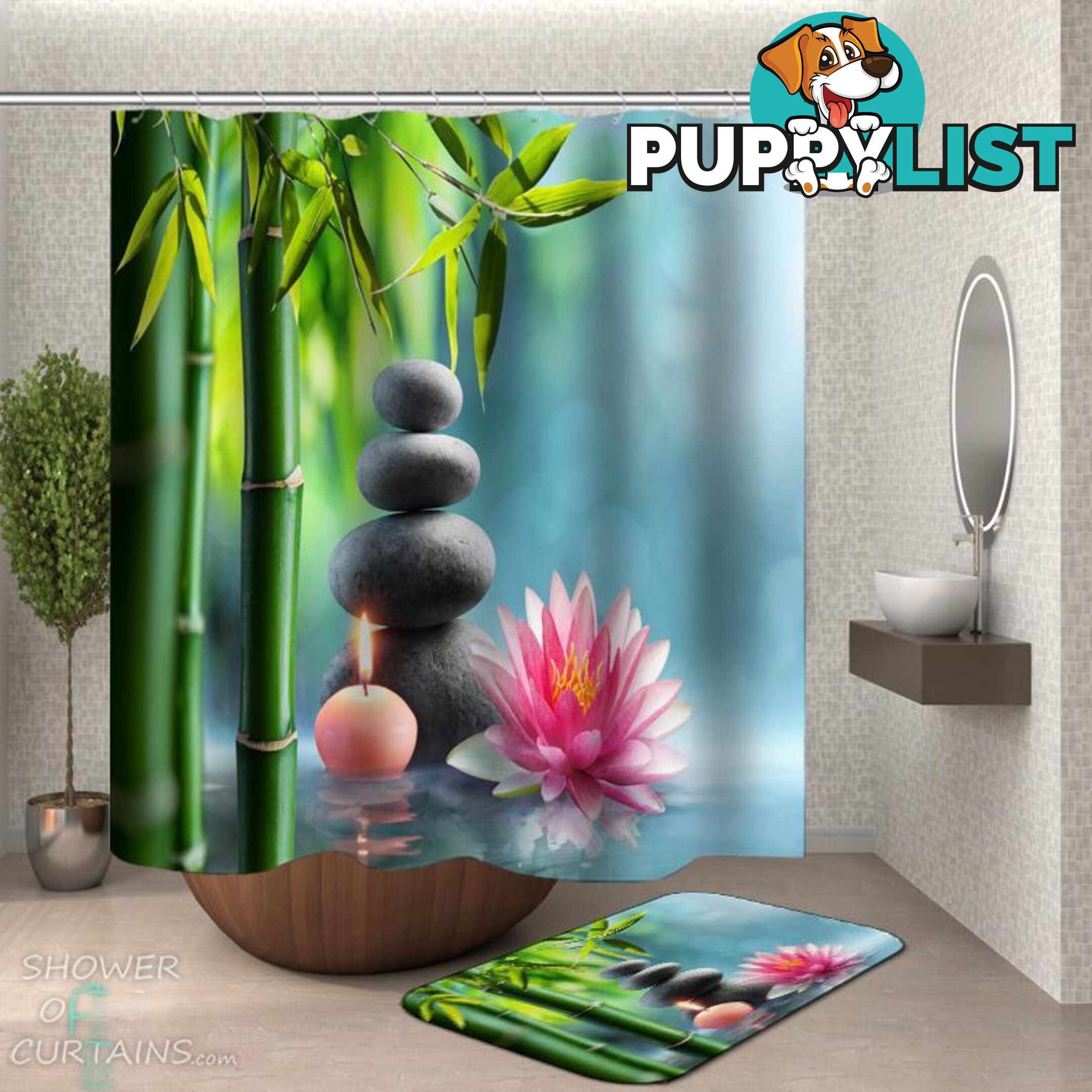 Waterlily Spa Shower Curtain - Curtain - 7427046295697