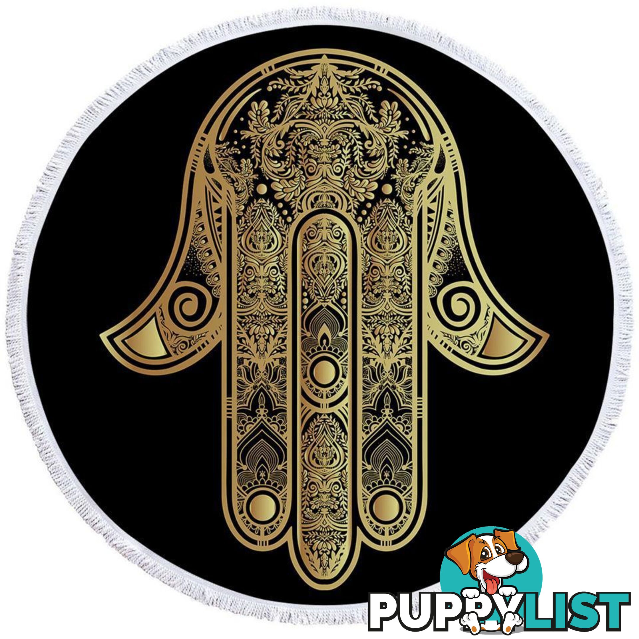 Gold Hamsa Hand Beach Towel - Towel - 7427046327305