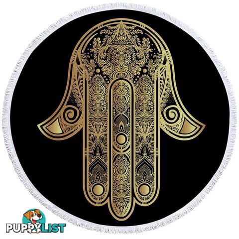 Gold Hamsa Hand Beach Towel - Towel - 7427046327305