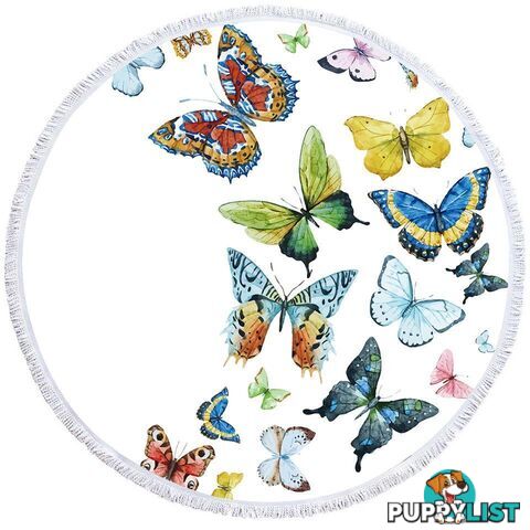 White Background Multi Colored Butterflies Beach Towel - Towel - 7427046312493