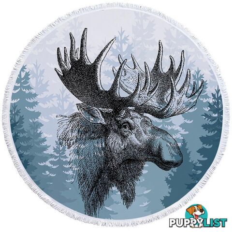 Moose Drawing Beach Towel - Towel - 7427046310703