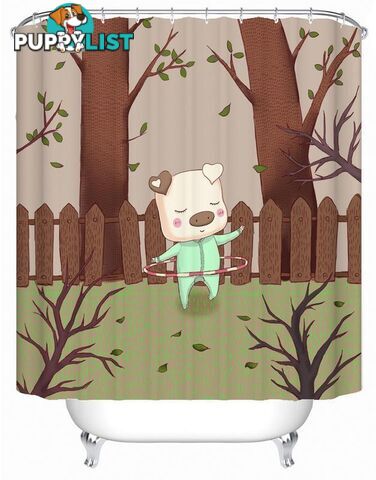 Hula Hoop Piggy Shower Curtain - Curtain - 7427045918467