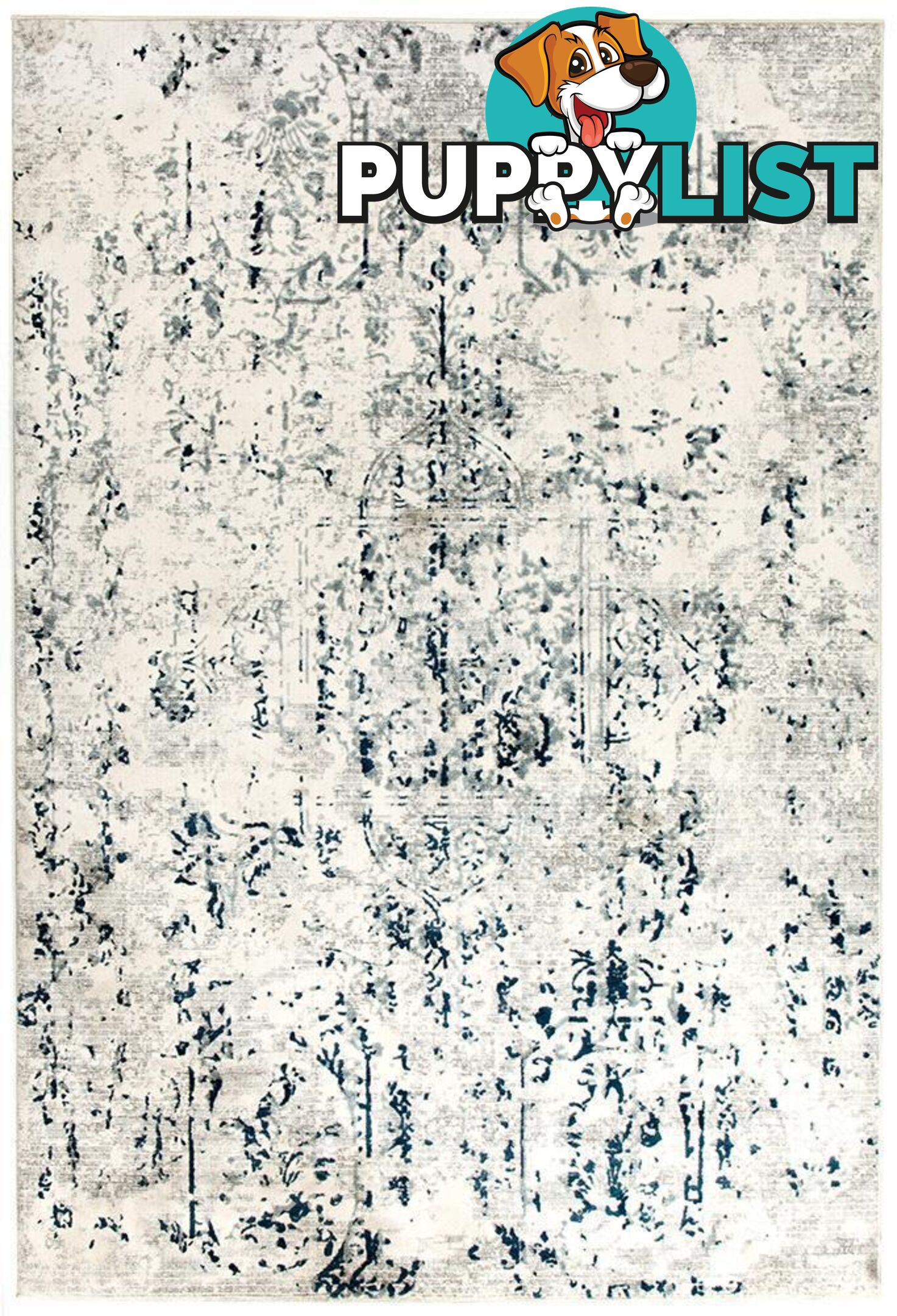 Kendra Farah Distressed Contemporary White Blue Grey Rug - Unbranded - 9375321833264