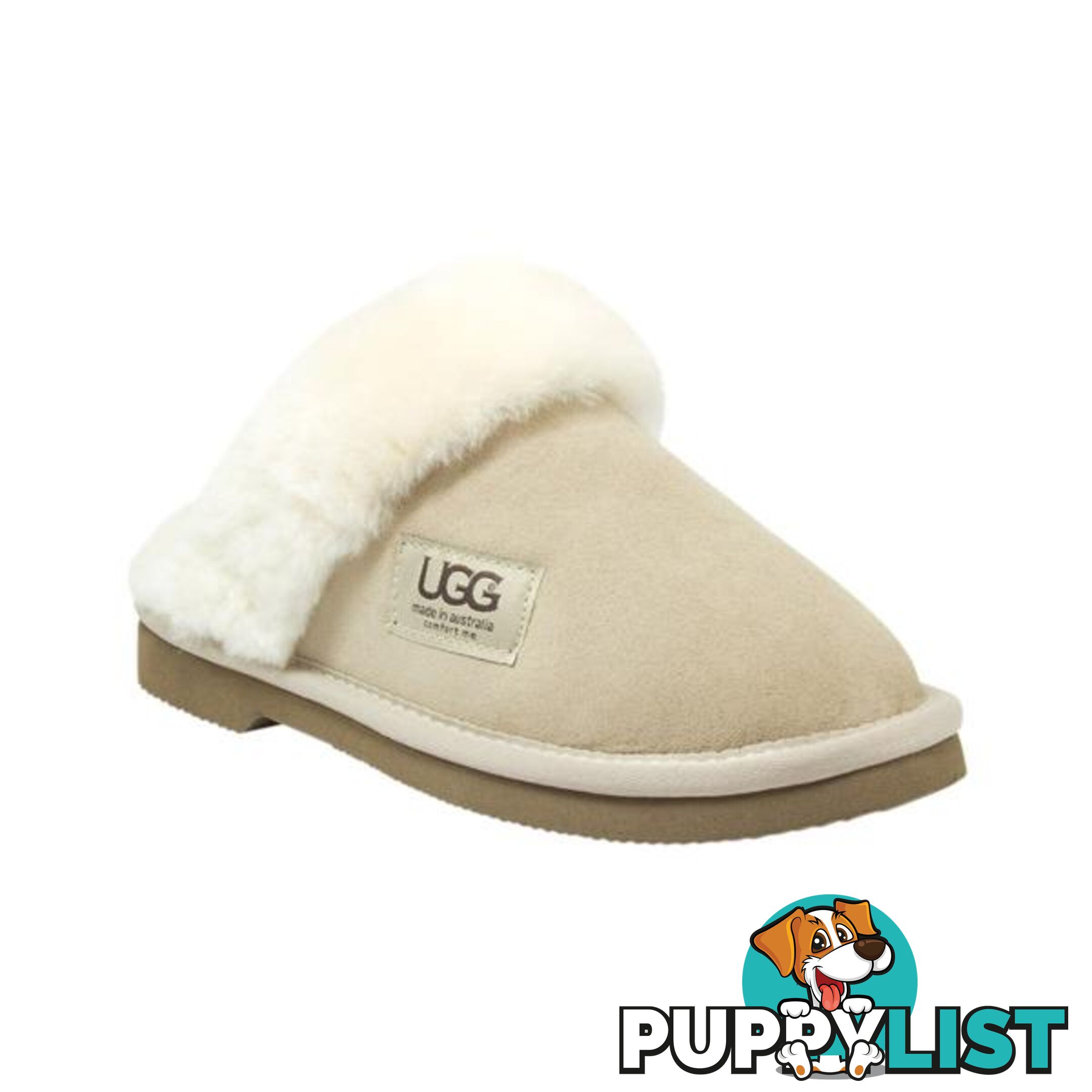 UGG Merino Sheepskin Fur Trim Scuff Memory Foam Sand - UGG - 822427524200