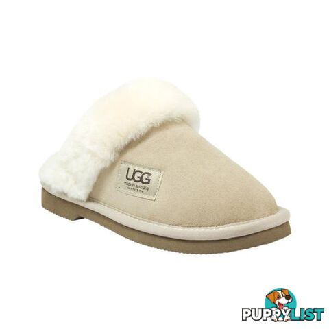 UGG Merino Sheepskin Fur Trim Scuff Memory Foam Sand - UGG - 822427524200