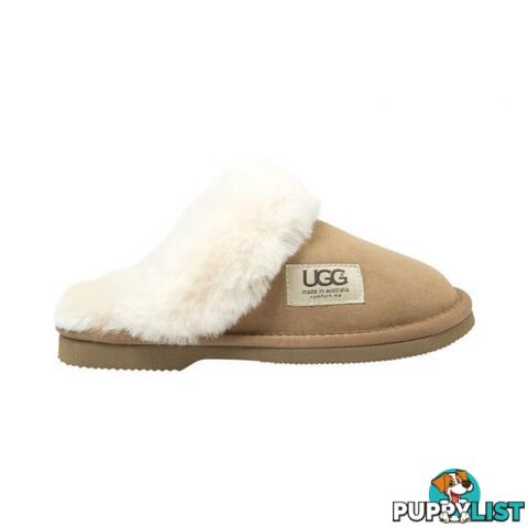 UGG Merino Sheepskin Fur Trim Scuff Memory Foam Chestnut - UGG - 822427524125