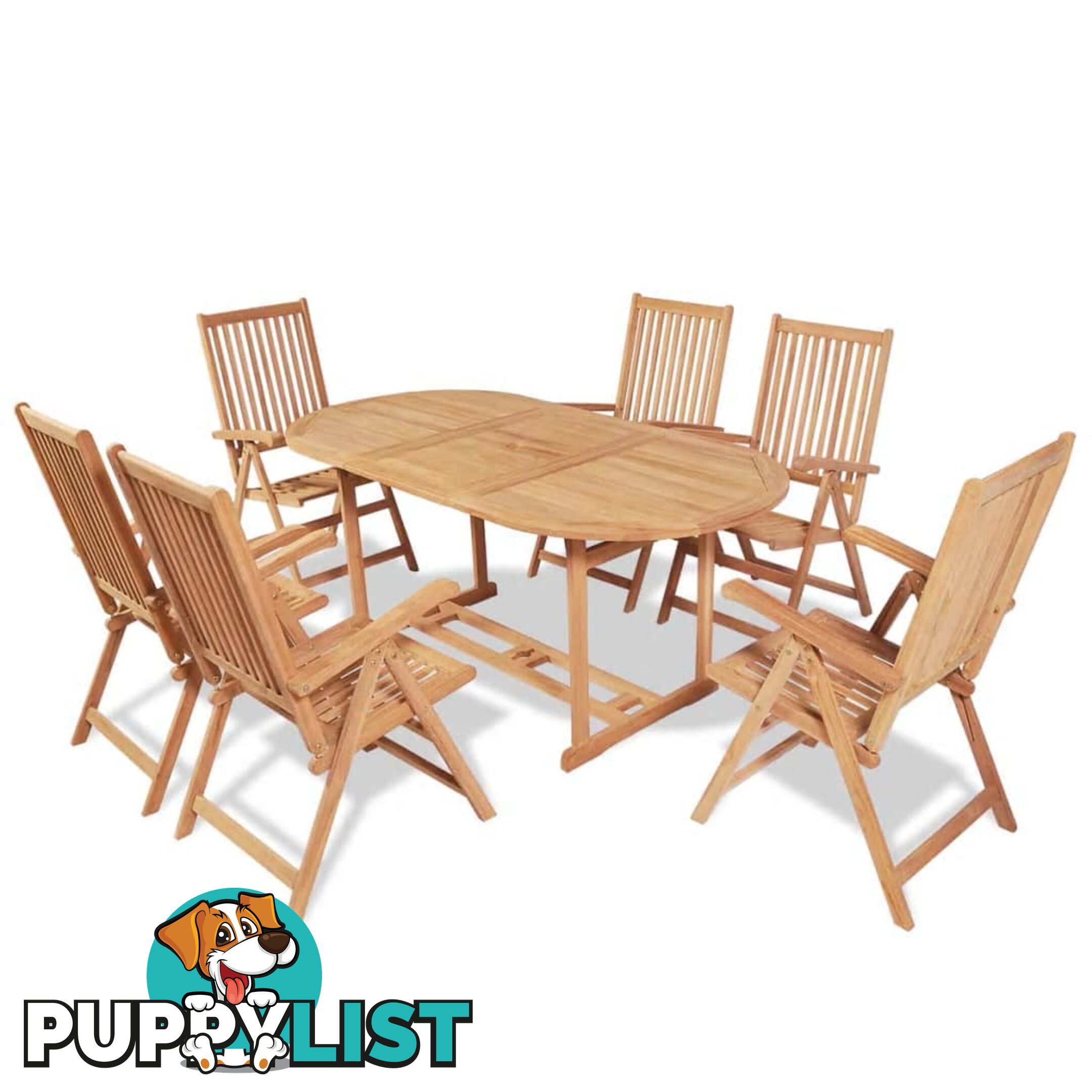 Outdoor Dining Set 7 Pieces Teak - Unbranded - 9476062037895