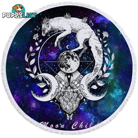 Space Background Moon Child Wolf Beach Towel - Towel - 7427046315425