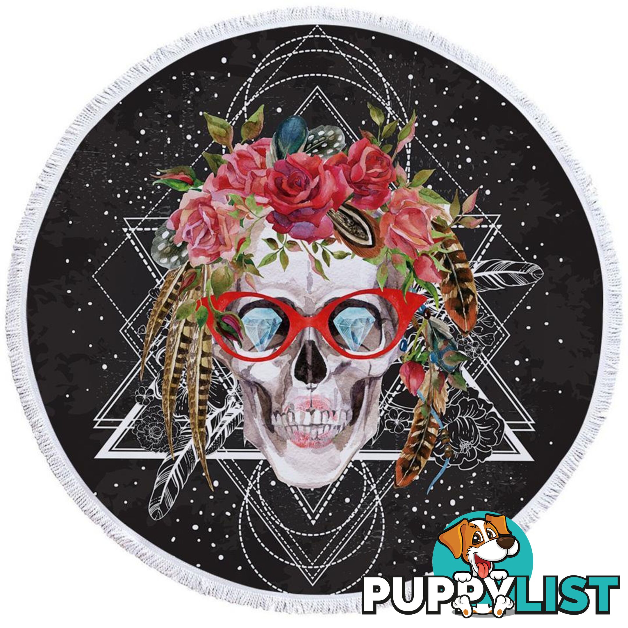 Hippie Skull Beach Towel - Towel - 7427046327169