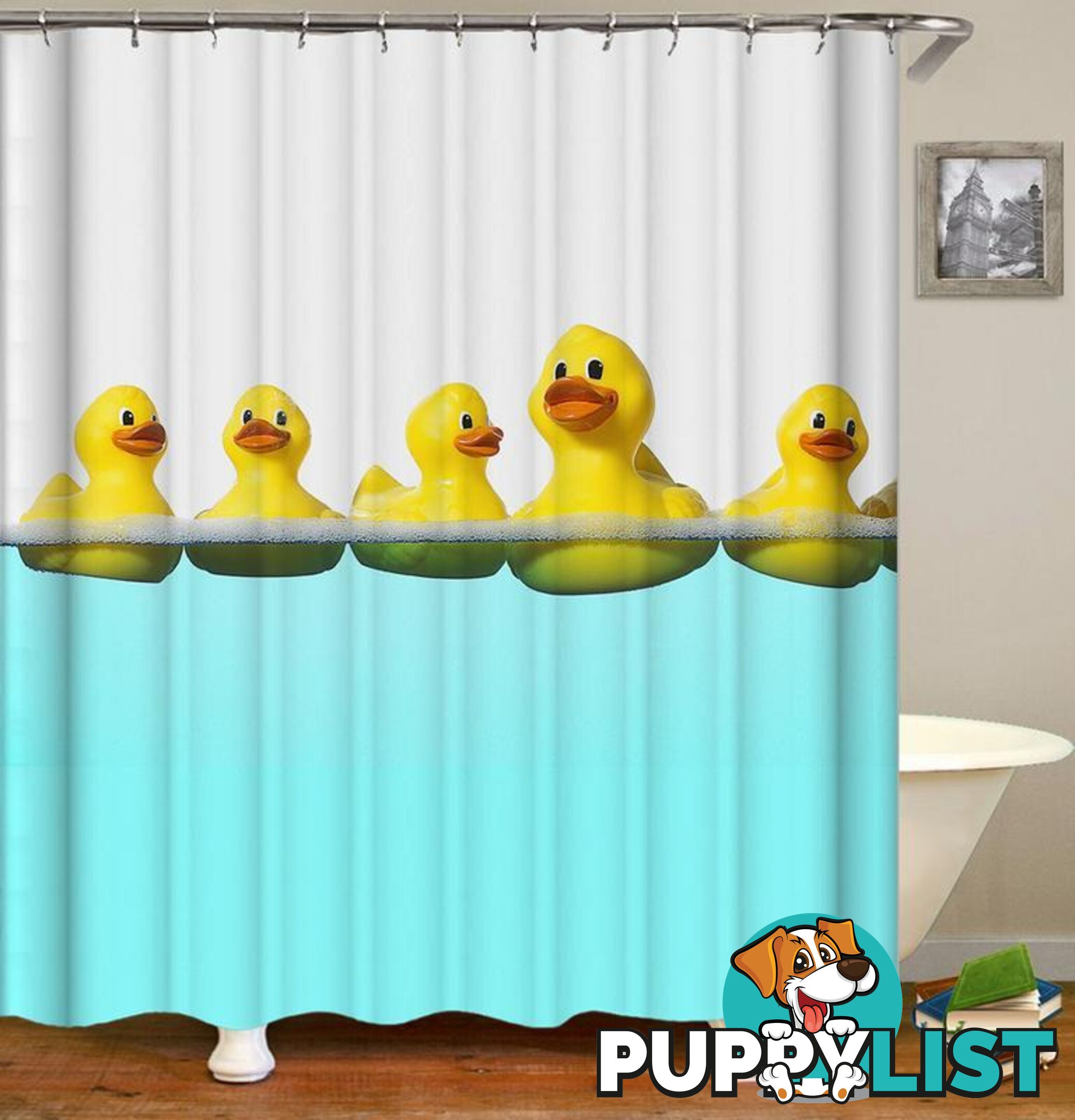 Swimming Rubber Duck Shower Curtain - Curtain - 7427045990234