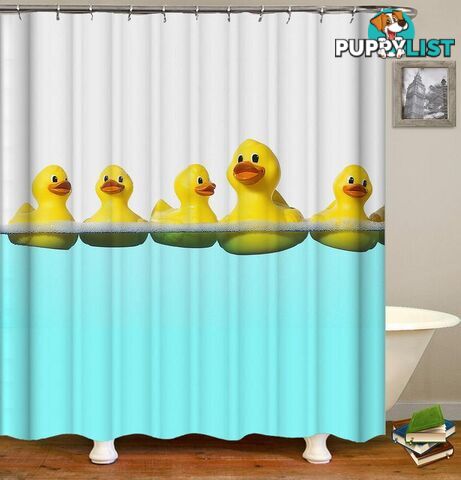 Swimming Rubber Duck Shower Curtain - Curtain - 7427045990234