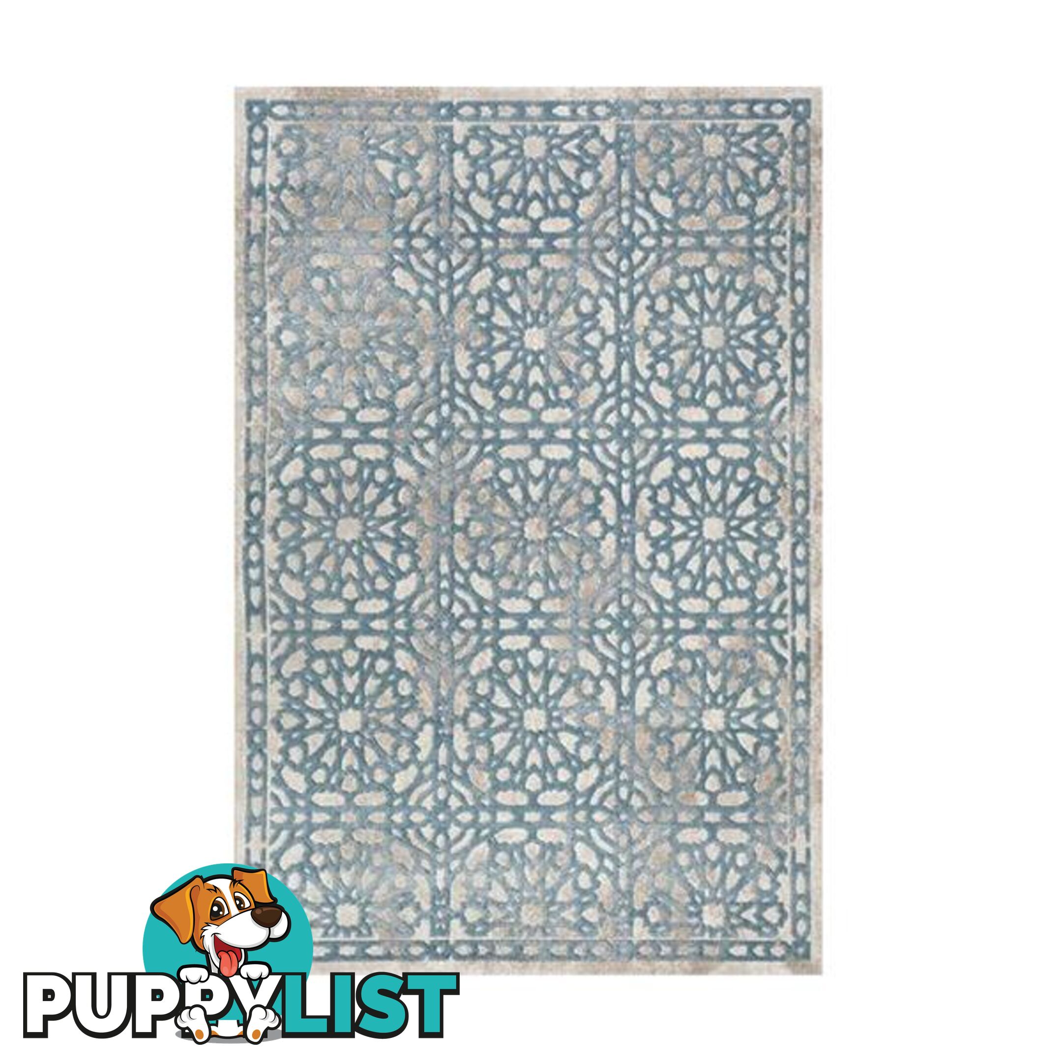 Fruzan White Dark Blue Rug 80 X 300 Cm - Unbranded - 787976620936